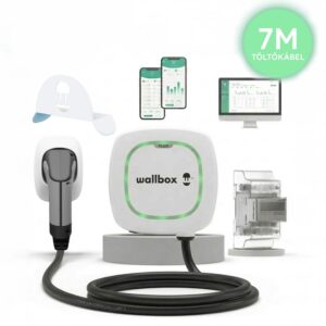 Wallbox Pulsar Plus 22kW + POWER BOOST + Kábel tartó – Fehér - 7m - Type 2