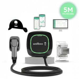 Wallbox Pulsar Plus 22kW + POWER BOOST + Kábeltartó – Fekete - 5m - Type 2