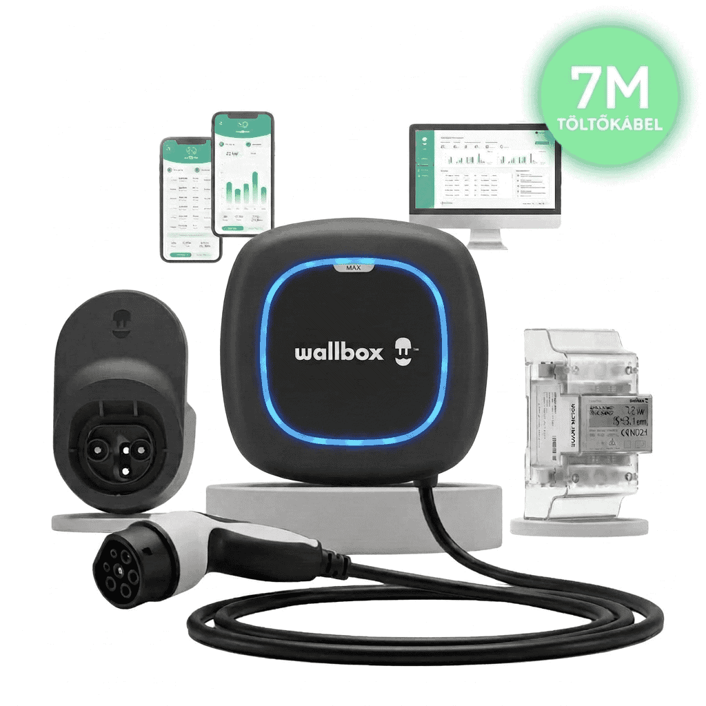 Wallbox Pulsar Max 22kW + POWER BOOST + Kábel Dock – Fekete - 7m - Type 2